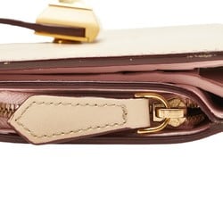 FENDI Studded Bi-fold Wallet Beige Pink Leather Women's