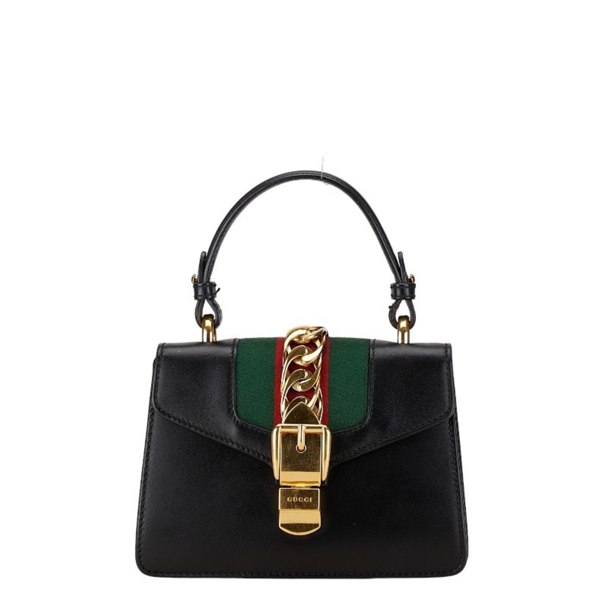 Gucci Sylvie Handbag Shoulder Bag 470270 Black Leather Women's GUCCI