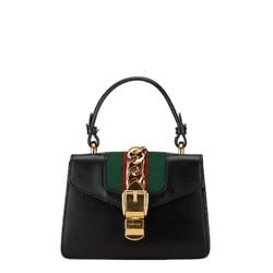 Gucci Sylvie Handbag Shoulder Bag 470270 Black Leather Women's GUCCI