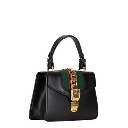 Gucci Sylvie Handbag Shoulder Bag 470270 Black Leather Women's GUCCI