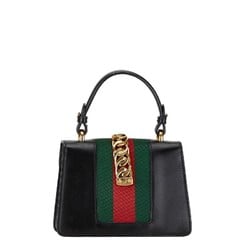 Gucci Sylvie Handbag Shoulder Bag 470270 Black Leather Women's GUCCI