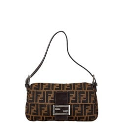 FENDI ZUCCA Mamma Bucket Bag Brown Canvas Leather Women's