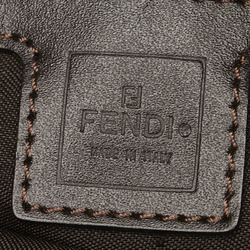 FENDI ZUCCA Mamma Bucket Bag Brown Canvas Leather Women's