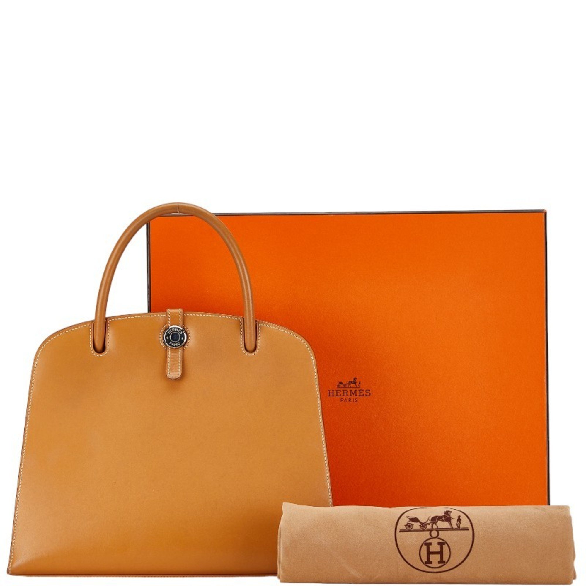 Hermes Darvi MM Handbag Camel Box Calf Women's HERMES