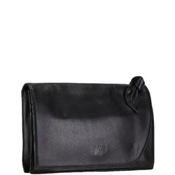 Valentino Bow Clutch Bag Second Black Leather Women's