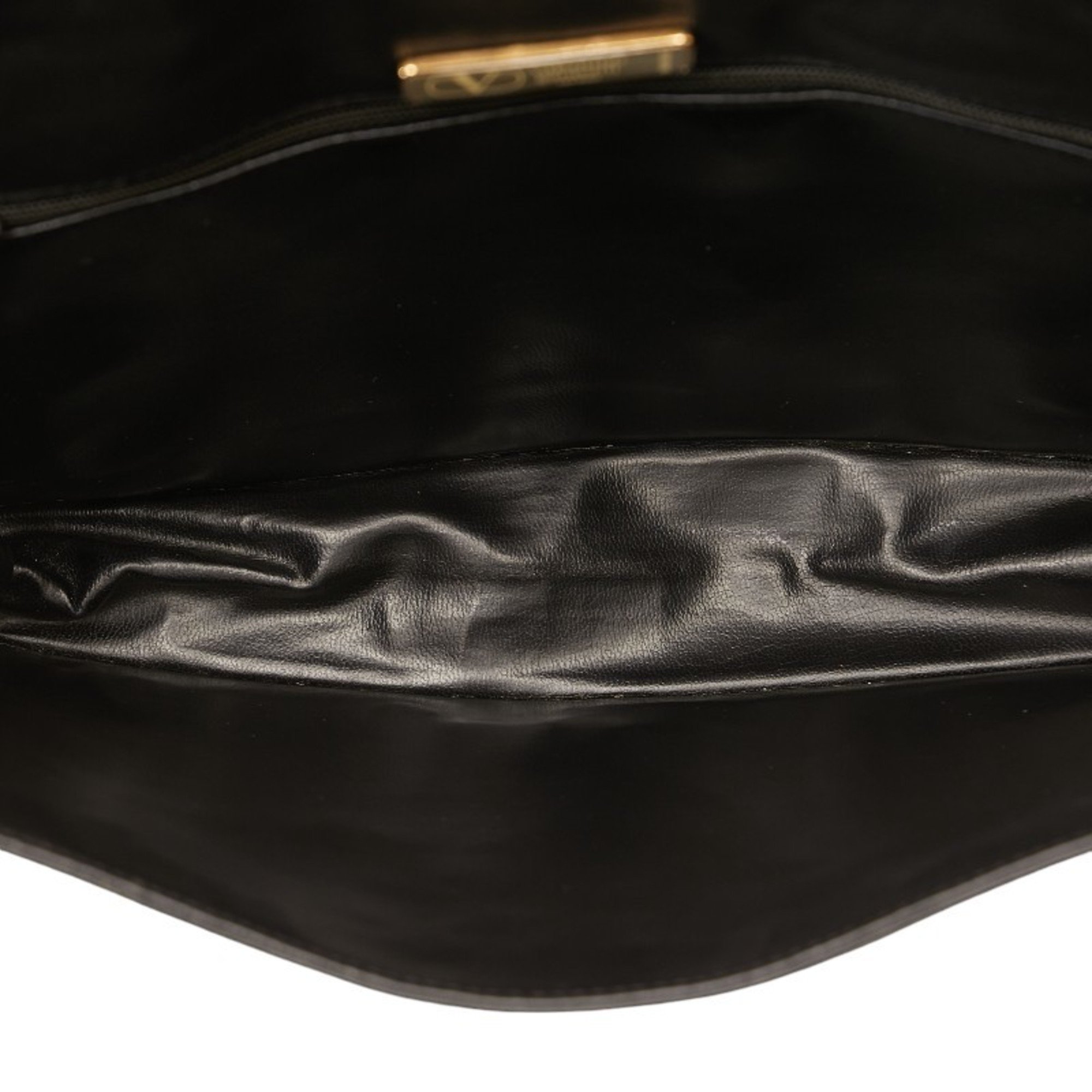 Valentino Bow Clutch Bag Second Black Leather Women's