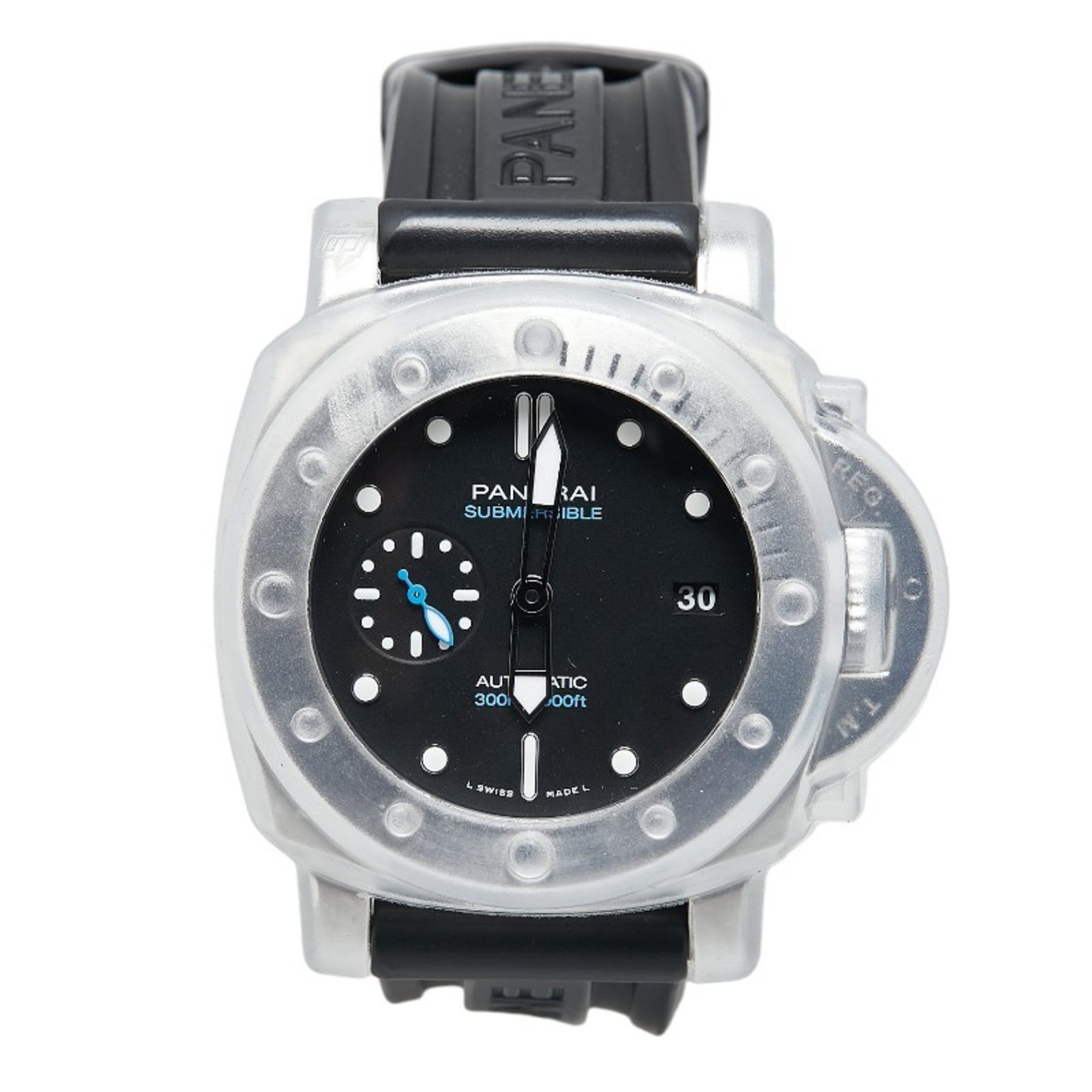 Panerai Submersible Date Small Second Watch PAM00973 Automatic Black Dial Rubber Stainless Steel Men's PANERAI