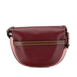 LOEWE Anagram Gate Shoulder Bag Pink Wine Red Brown Leather Women's