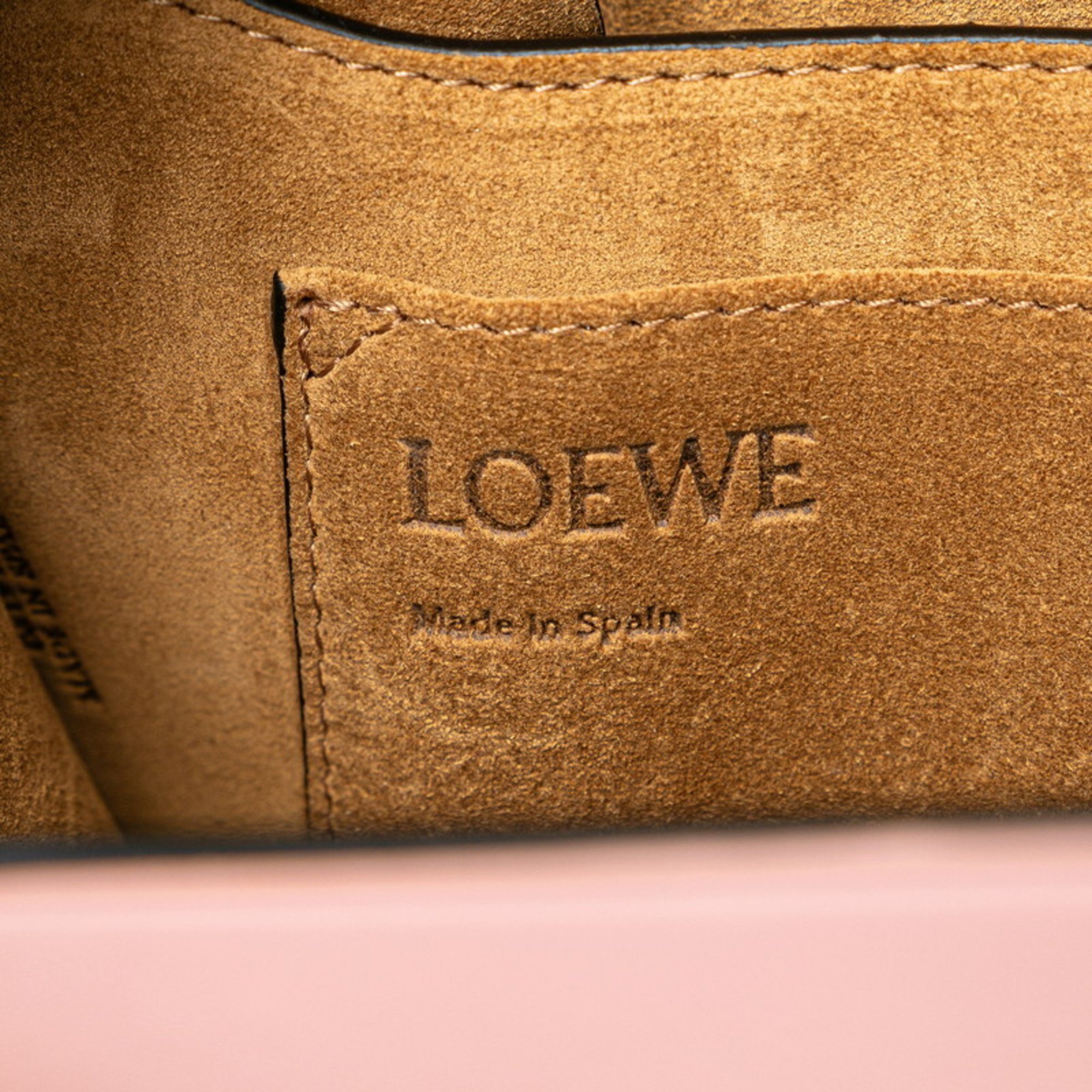 LOEWE Anagram Gate Shoulder Bag Pink Wine Red Brown Leather Women's