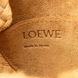 LOEWE Anagram Gate Shoulder Bag Beige Orange Raffia Leather Women's