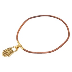 Hermes ANNEE DE LA MAIN hand motif choker gold brown plated leather women's HERMES