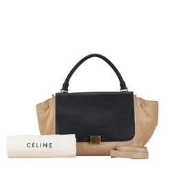 Celine Trapeze Medium Shoulder Bag Beige Black Leather Women's CELINE