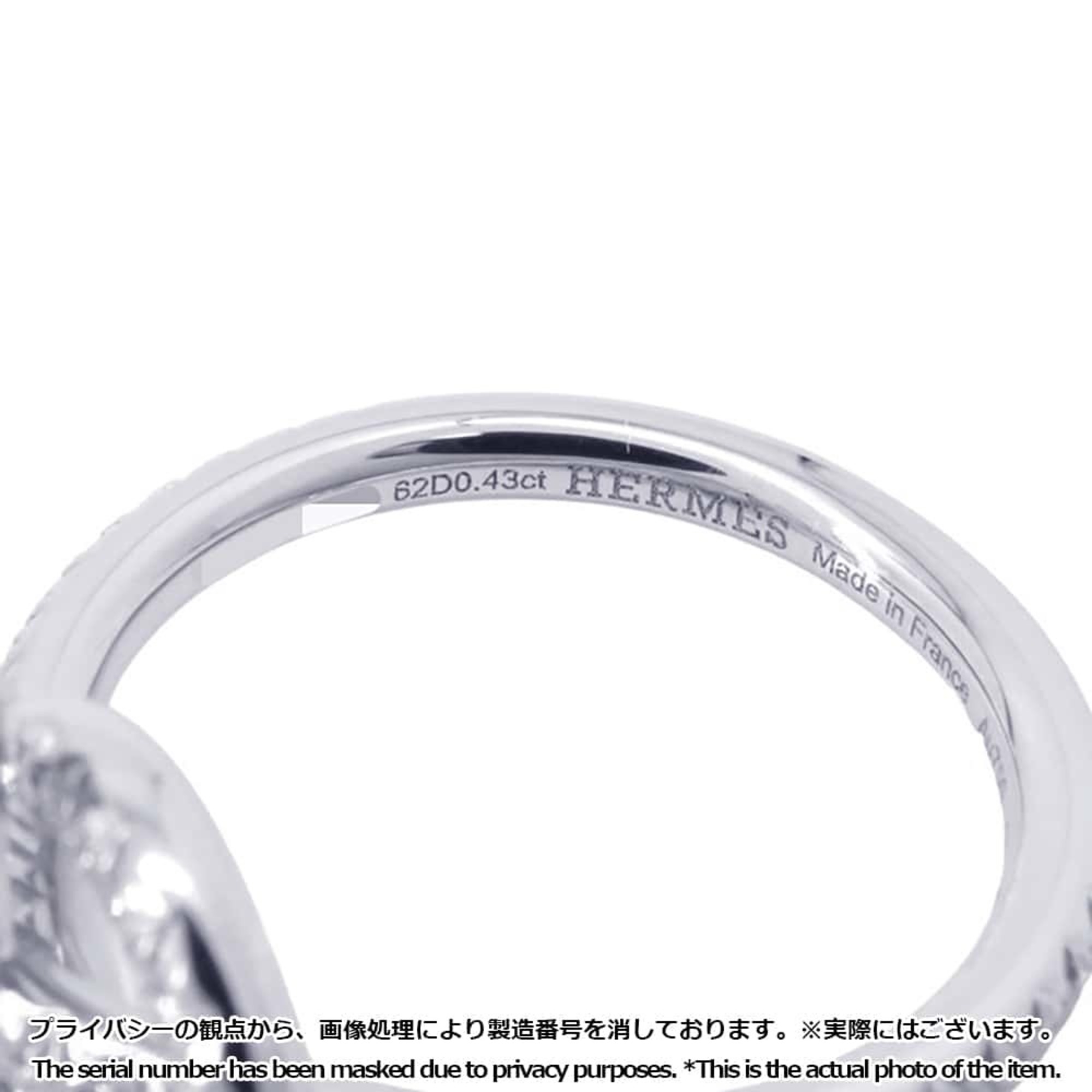 Hermes Ring Echappé Diamond 0.43ct K18WG White Gold Size 51 HERMES