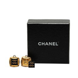 Chanel Coco Mark Earrings Gold Black Plated Women's CHANEL