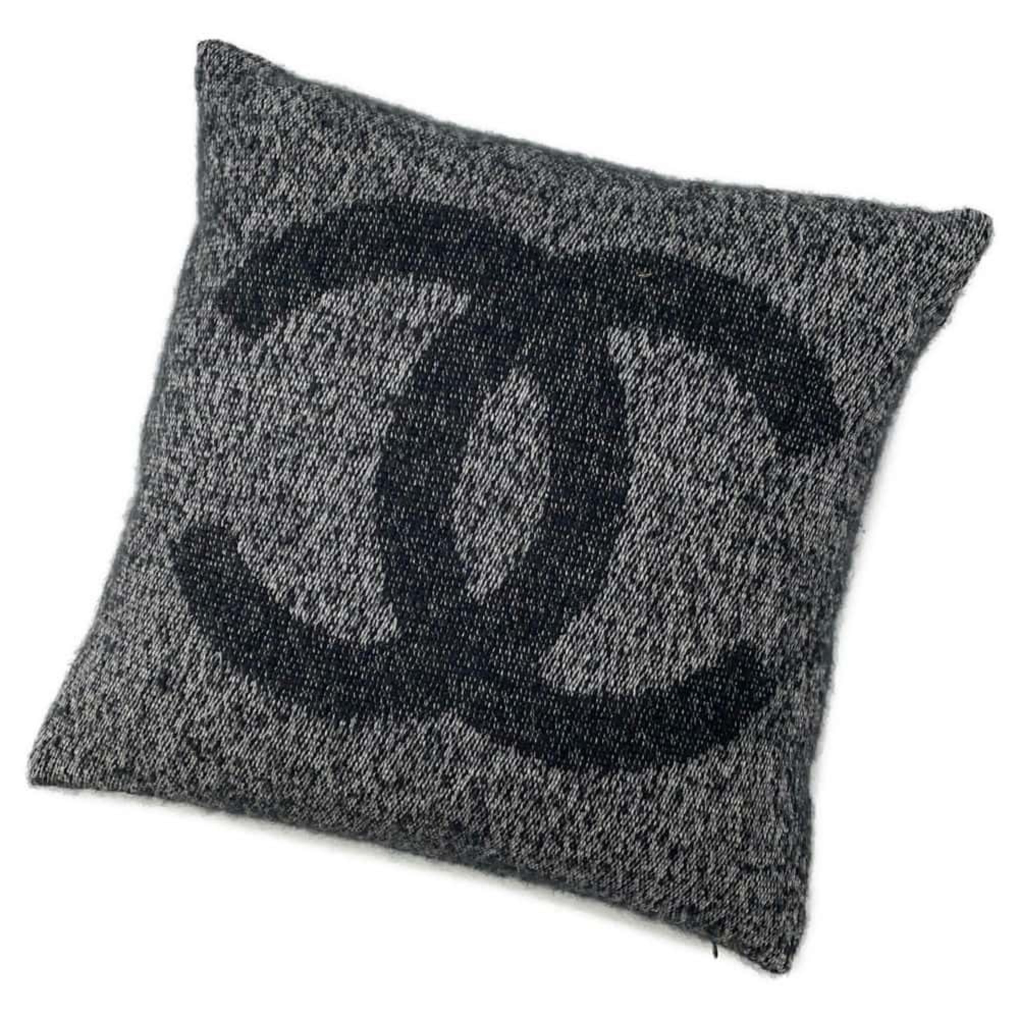 CHANEL Cushion Coco Mark Cashmere Silk Black