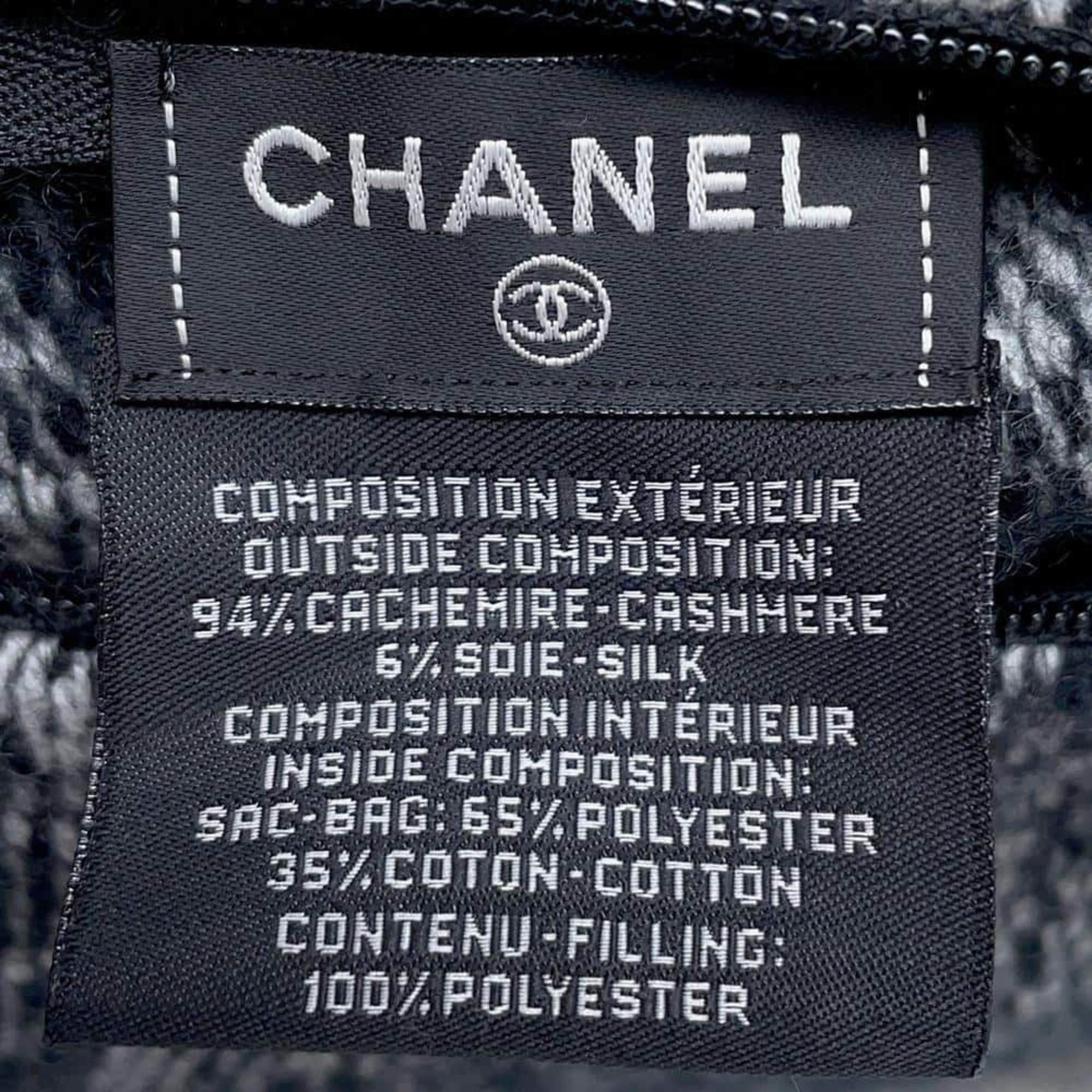 CHANEL Cushion Coco Mark Cashmere Silk Black