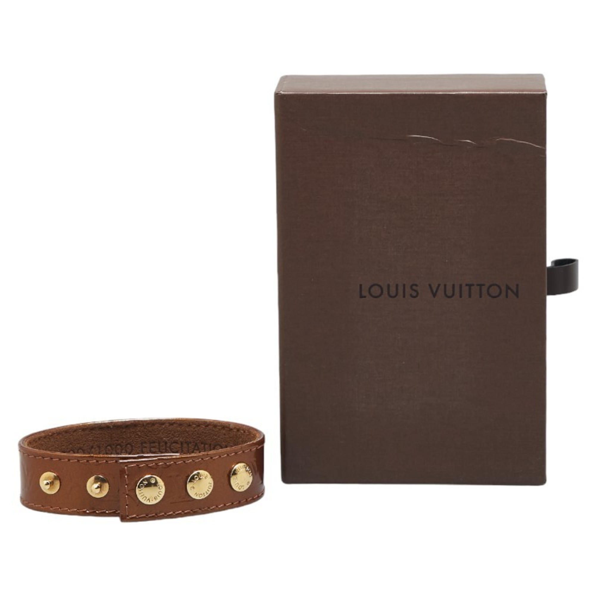 Louis Vuitton Monogram Vernis FELICITATIONS Bracelet LVJ2000 Brown Patent Leather Women's LOUIS VUITTON