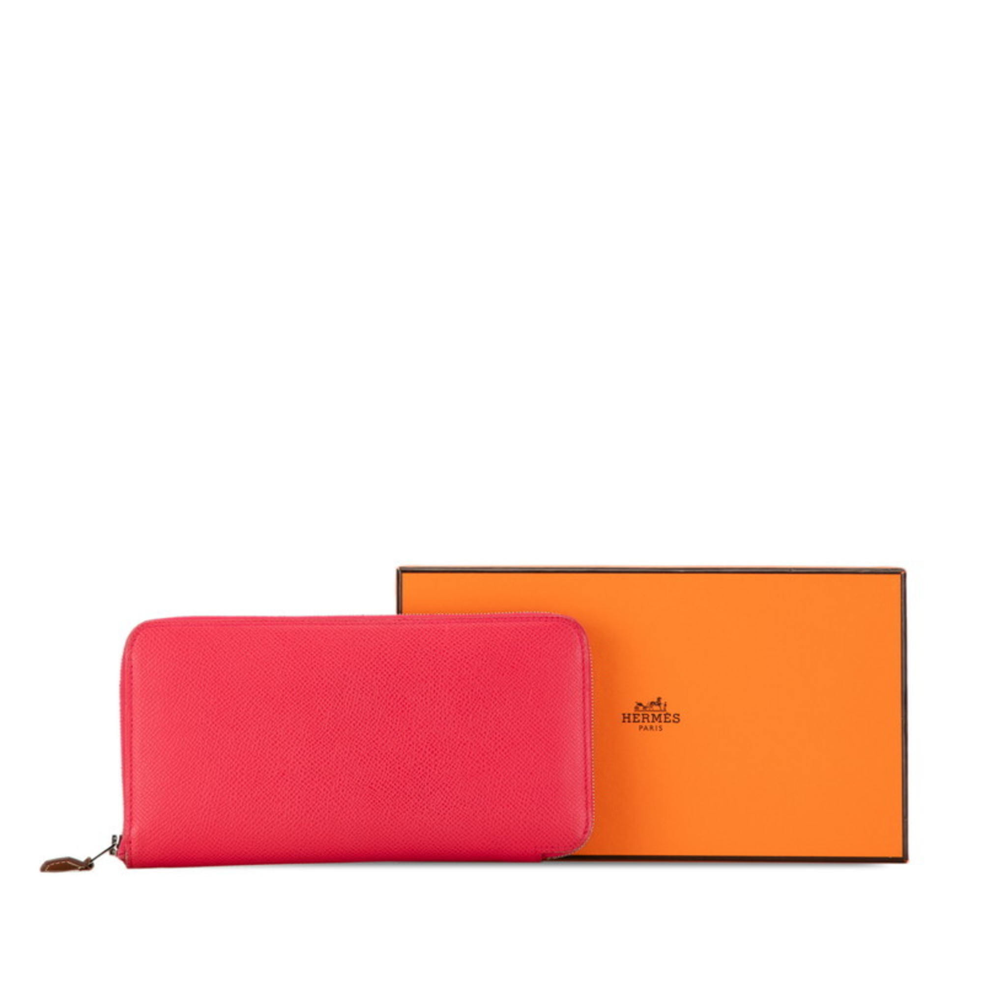 Hermes Azap Long Silk In Round Wallet Rose Extreme Pink Epsom Leather Women's HERMES