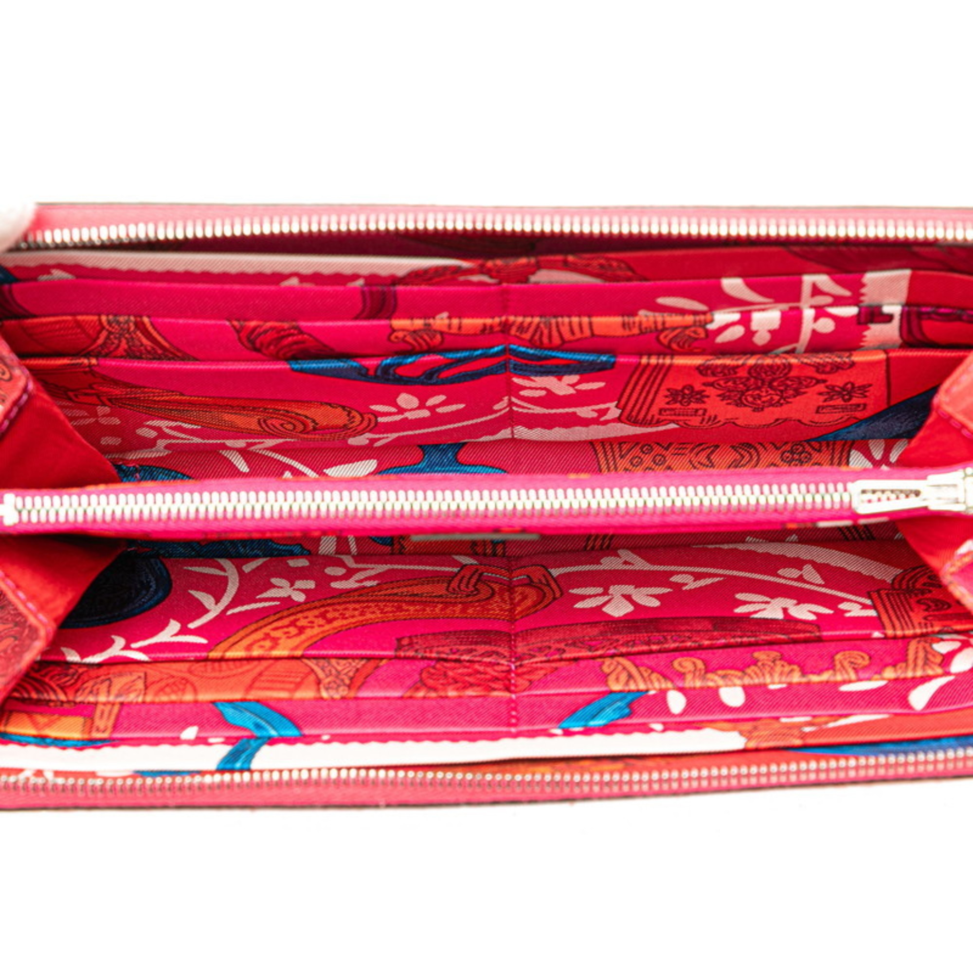 Hermes Azap Long Silk In Round Wallet Rose Extreme Pink Epsom Leather Women's HERMES