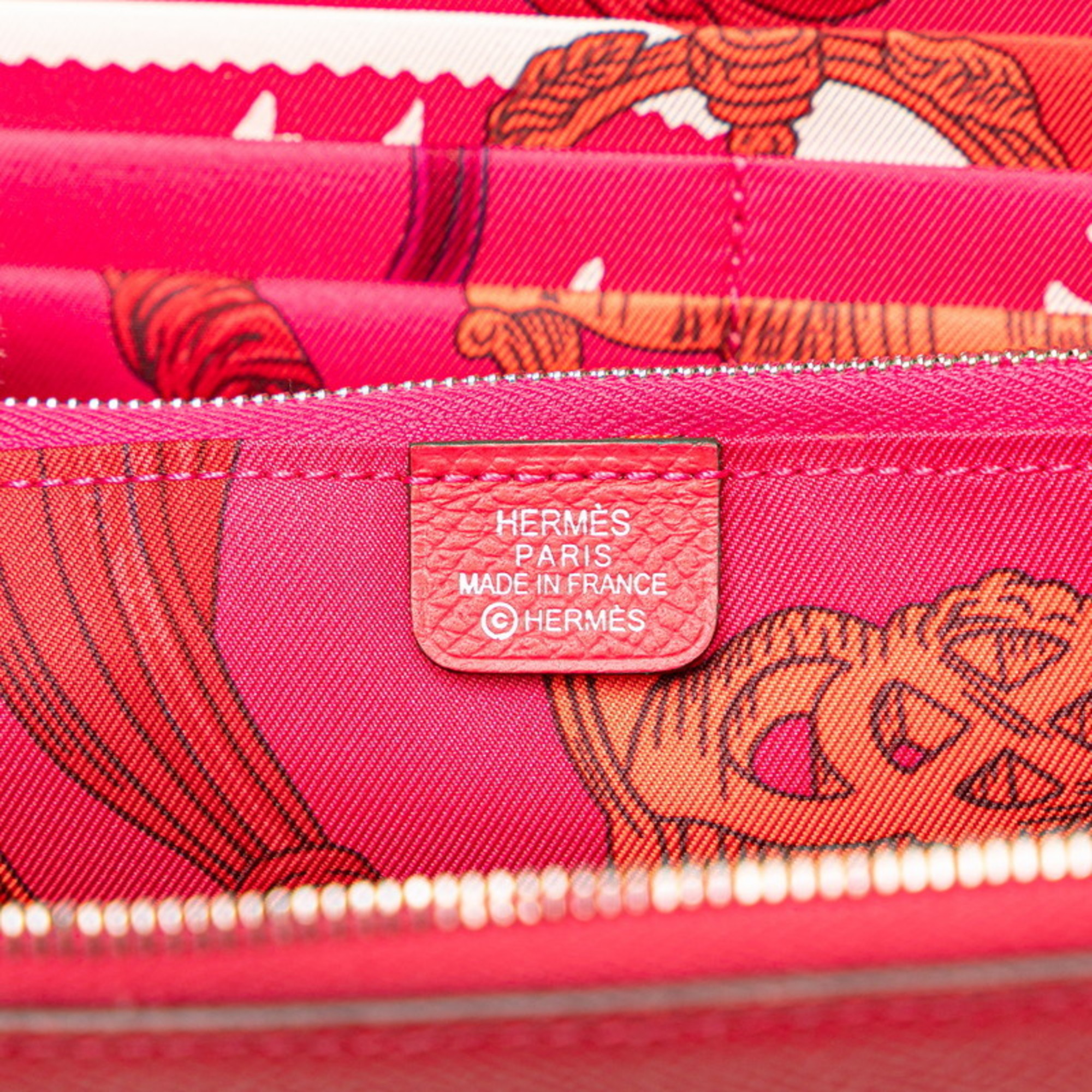 Hermes Azap Long Silk In Round Wallet Rose Extreme Pink Epsom Leather Women's HERMES