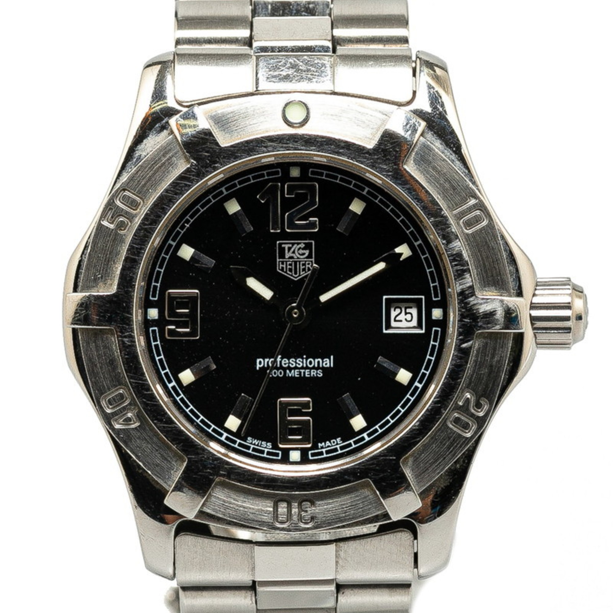 TAG Heuer Professional 200 Watch WN1110 Quartz Black Dial Stainless Steel Ladies HEUER