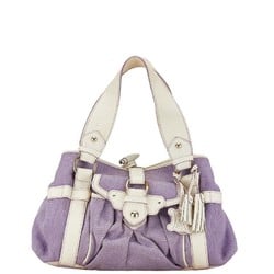 Celine handbag purple white canvas leather women's CELINE