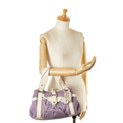 Celine handbag purple white canvas leather women's CELINE