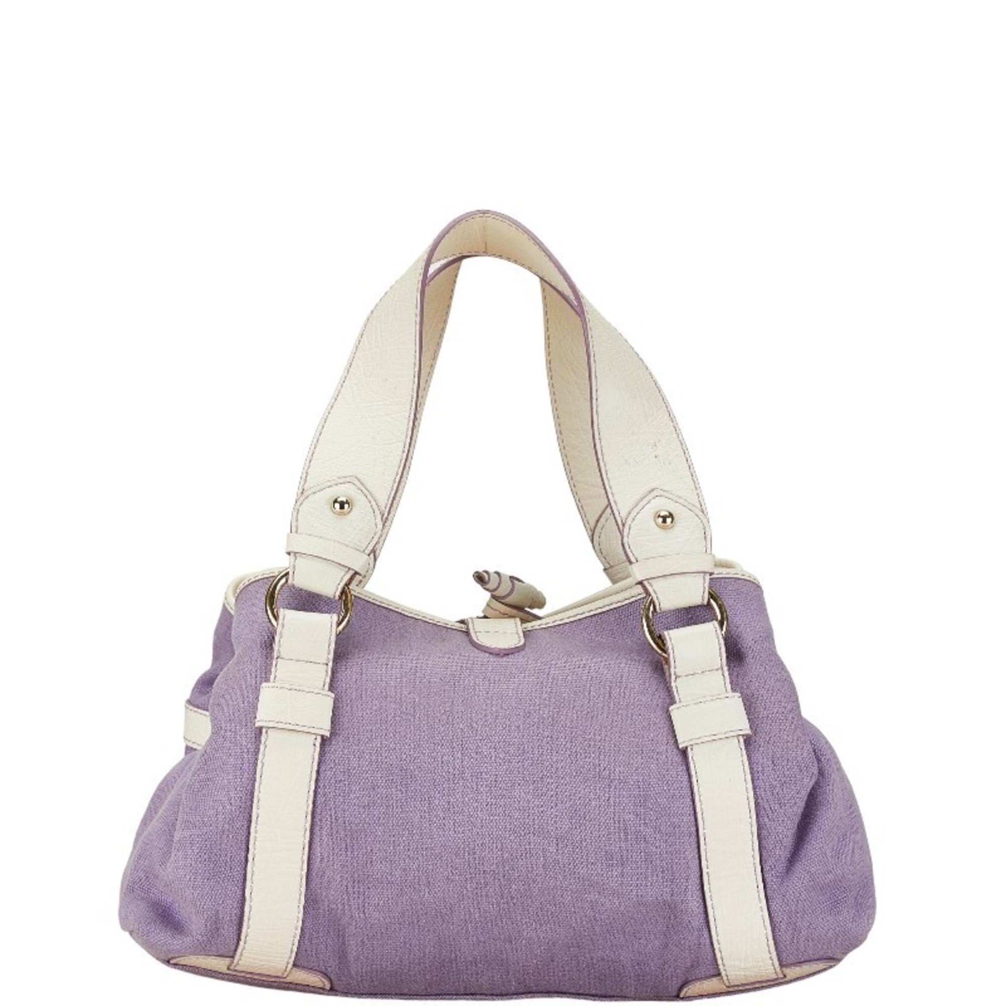 Celine handbag purple white canvas leather women's CELINE