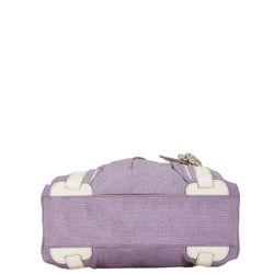 Celine handbag purple white canvas leather women's CELINE