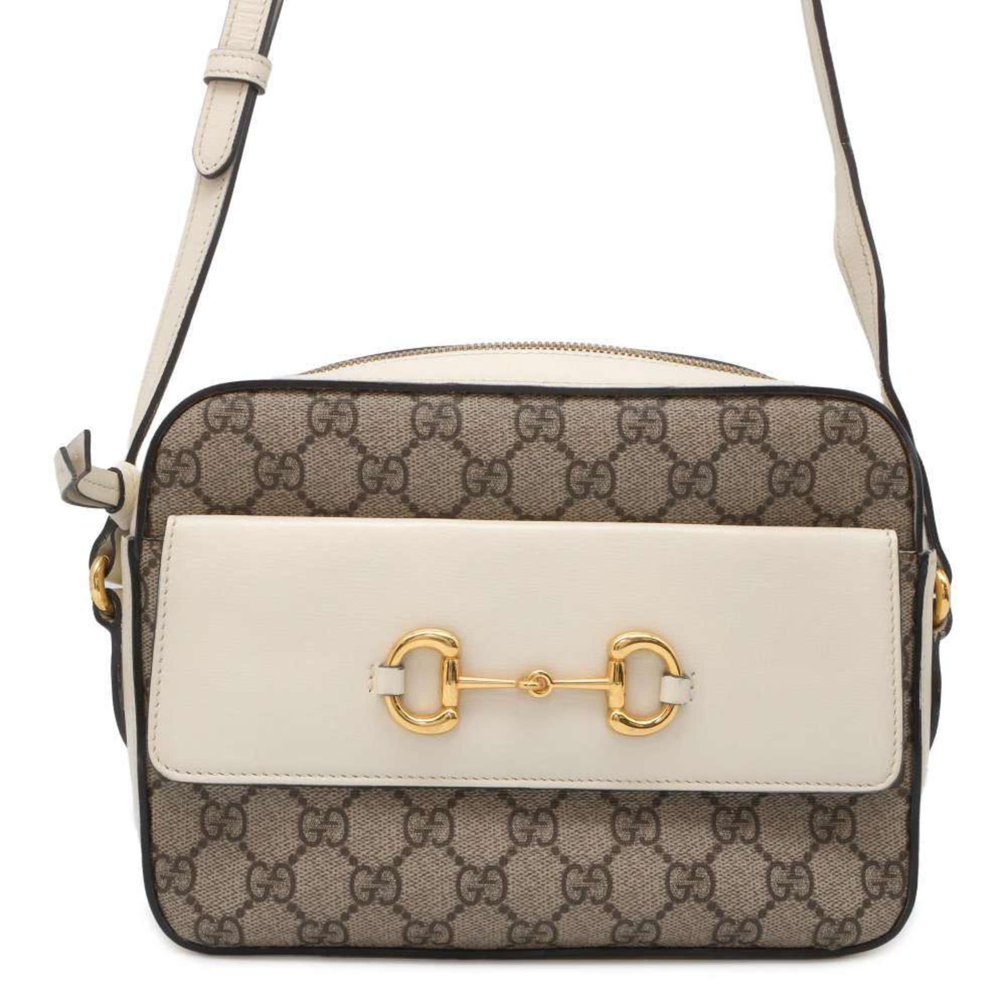 Gucci Shoulder Bag Horsebit 1955 GG Supreme Small 645454 GUCCI White