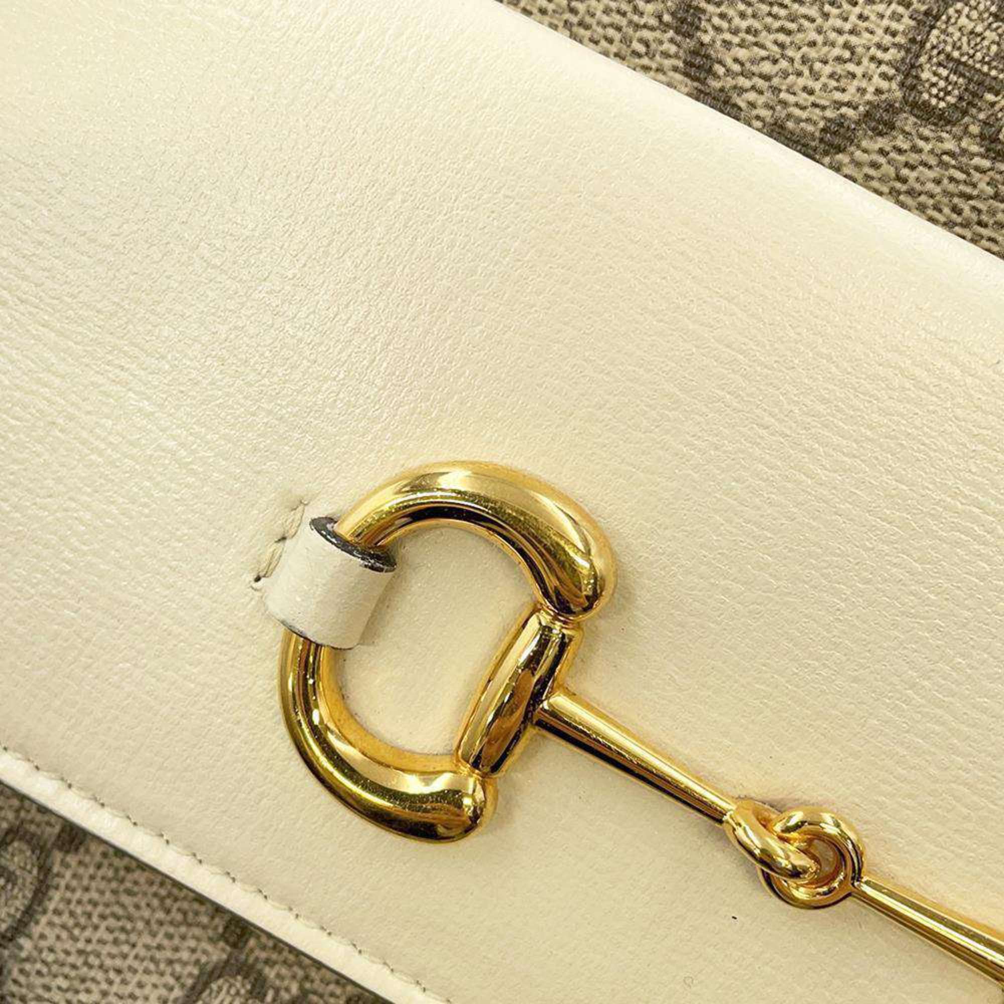 Gucci Shoulder Bag Horsebit 1955 GG Supreme Small 645454 GUCCI White