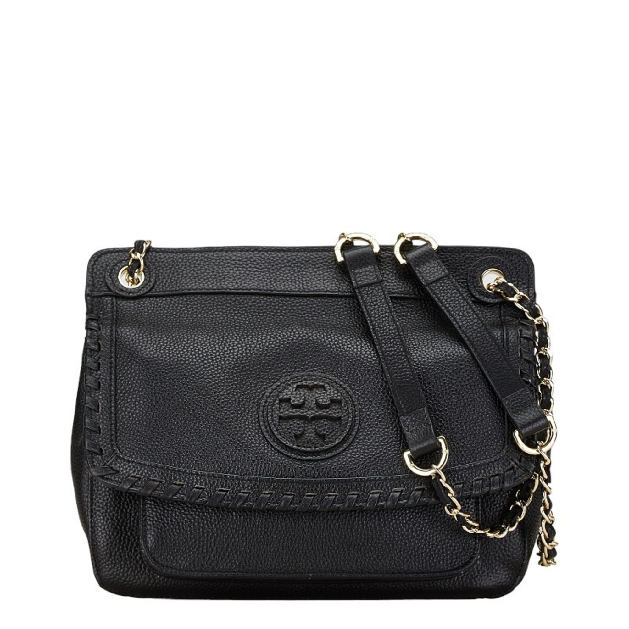 Tory Burch Chain Handbag Shoulder Bag Black Leather Women's