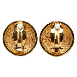 Chanel Coco Mark Matelasse Round Earrings Gold Plated Women's CHANEL