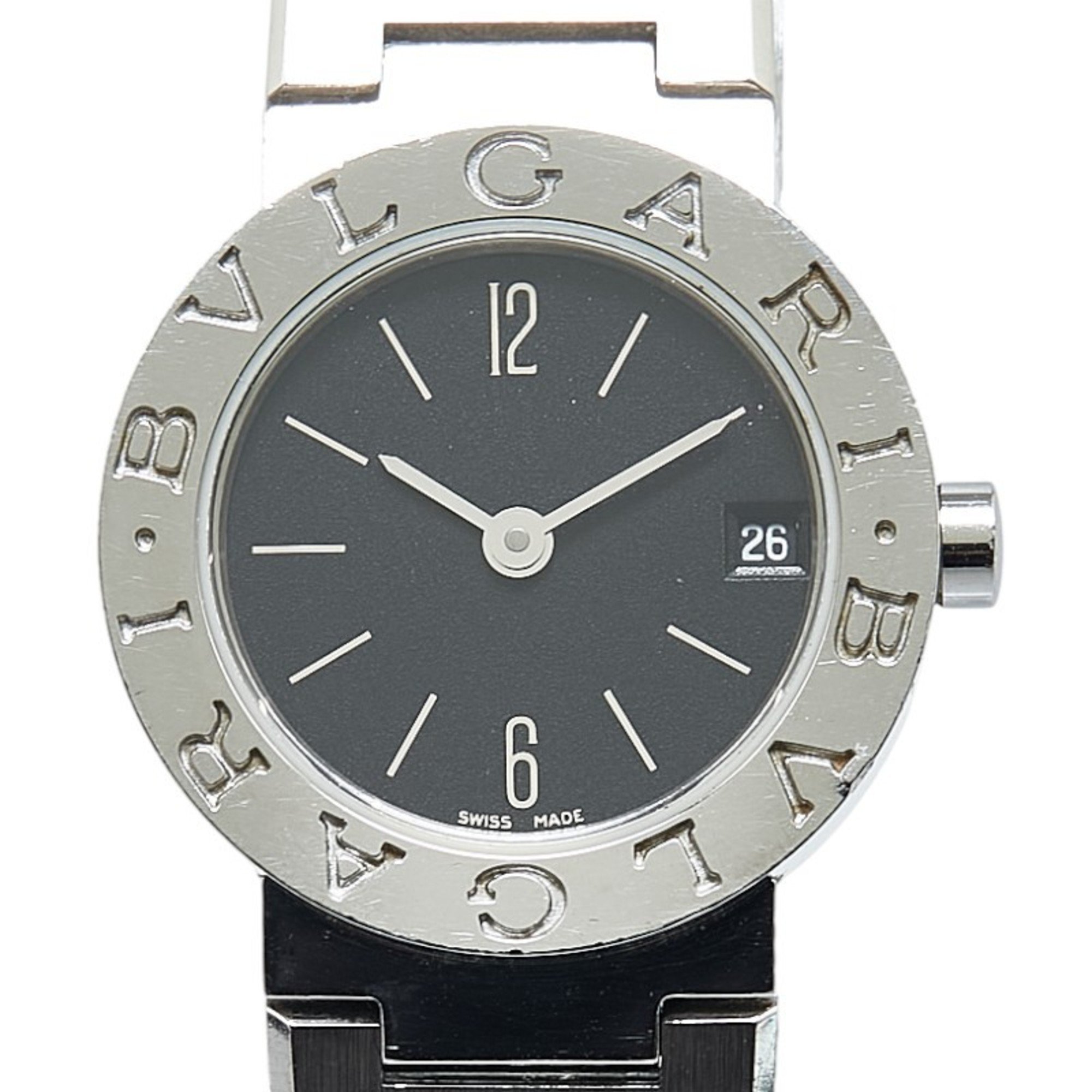 BVLGARI Watch BB23SS Quartz Black Dial Stainless Steel Women's