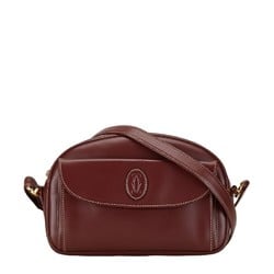 Cartier Must Line Shoulder Bag Wine Red Leather Women's CARTIER