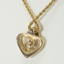 Christian Dior Heart Motif CD Necklace Gold Pendant Women's EEM 0731-E1