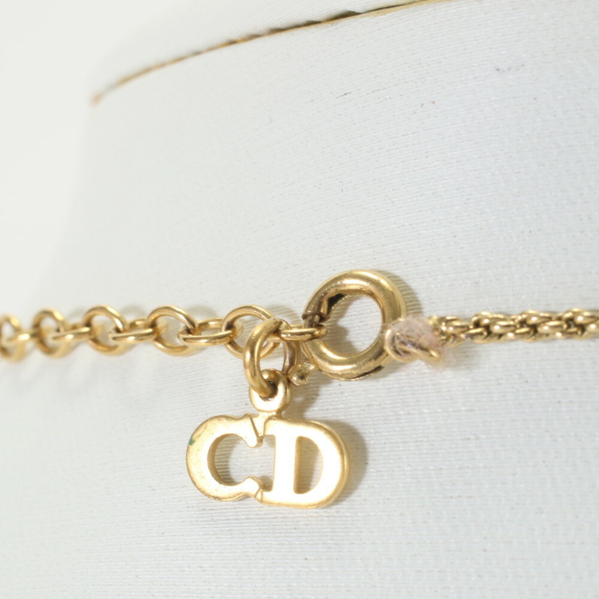 Christian Dior Heart Motif CD Necklace Gold Pendant Women's EEM 0731-E1