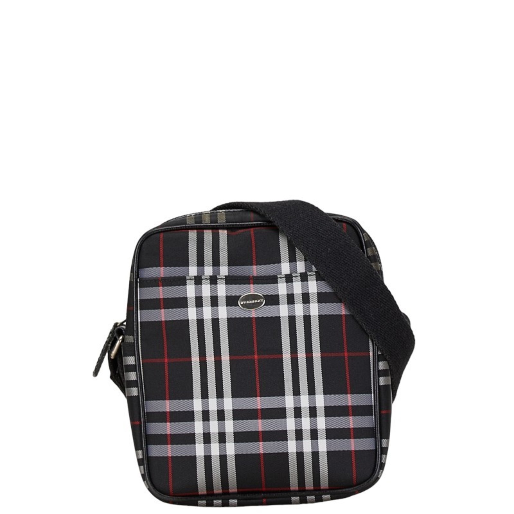 Burberry Nova Check Shoulder Bag Red Black PVC Women's BURBERRY