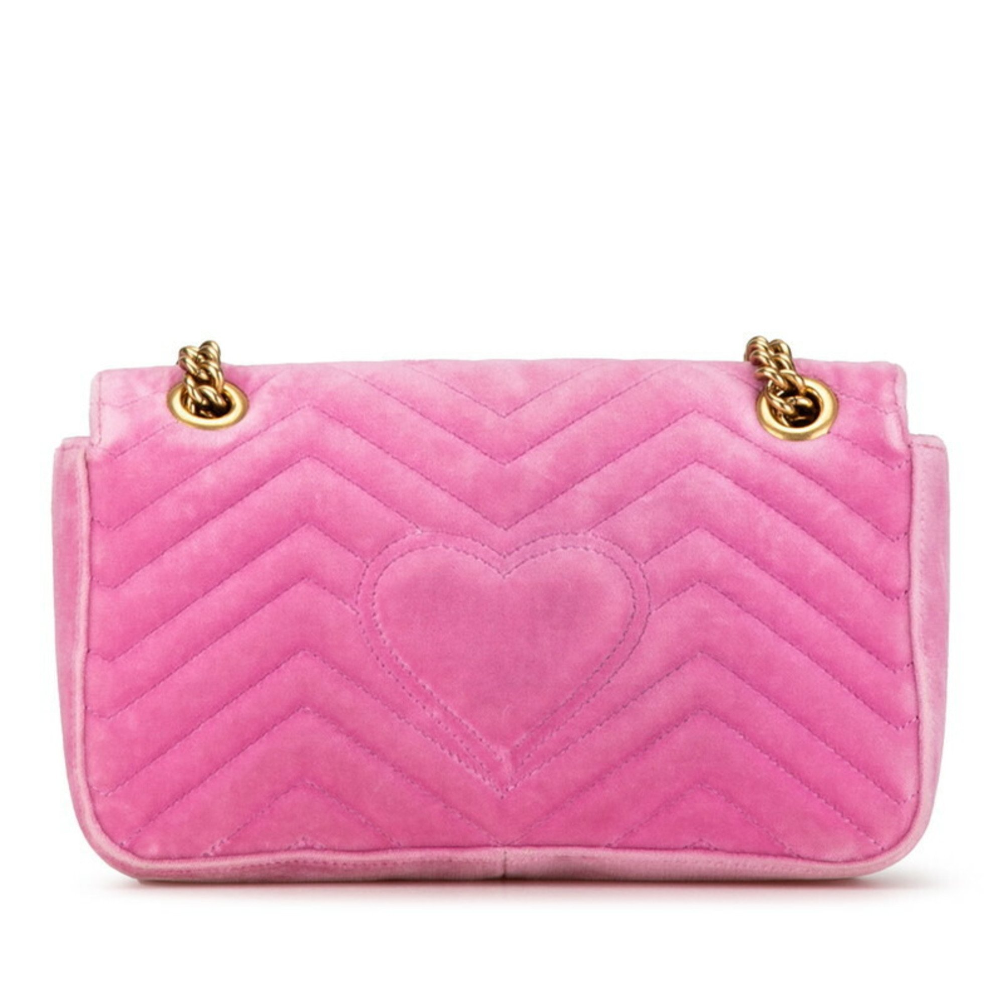 Gucci GG Marmont Crystal Jewel Chain Shoulder Bag 443497 Pink Velvet Women's GUCCI