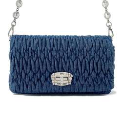 Miu Miu Miu Shoulder Bag Matelasse Crystal Jewel Denim 5BH012 MIUMIU