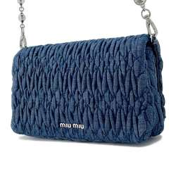 Miu Miu Miu Shoulder Bag Matelasse Crystal Jewel Denim 5BH012 MIUMIU