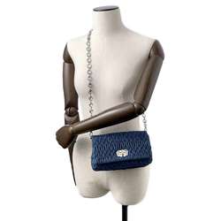 Miu Miu Miu Shoulder Bag Matelasse Crystal Jewel Denim 5BH012 MIUMIU