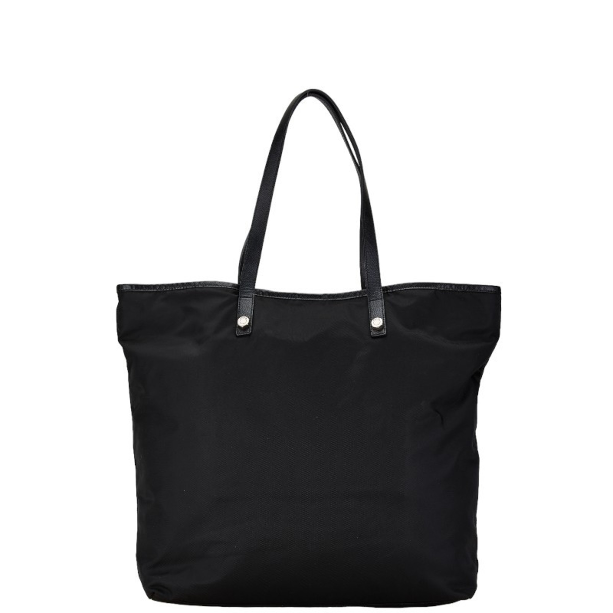 Prada Triangle Plate Metal Skull Tote Bag Shoulder Black Nylon Saffiano Leather Women's PRADA