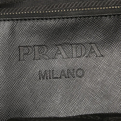 Prada Triangle Plate Metal Skull Tote Bag Shoulder Black Nylon Saffiano Leather Women's PRADA