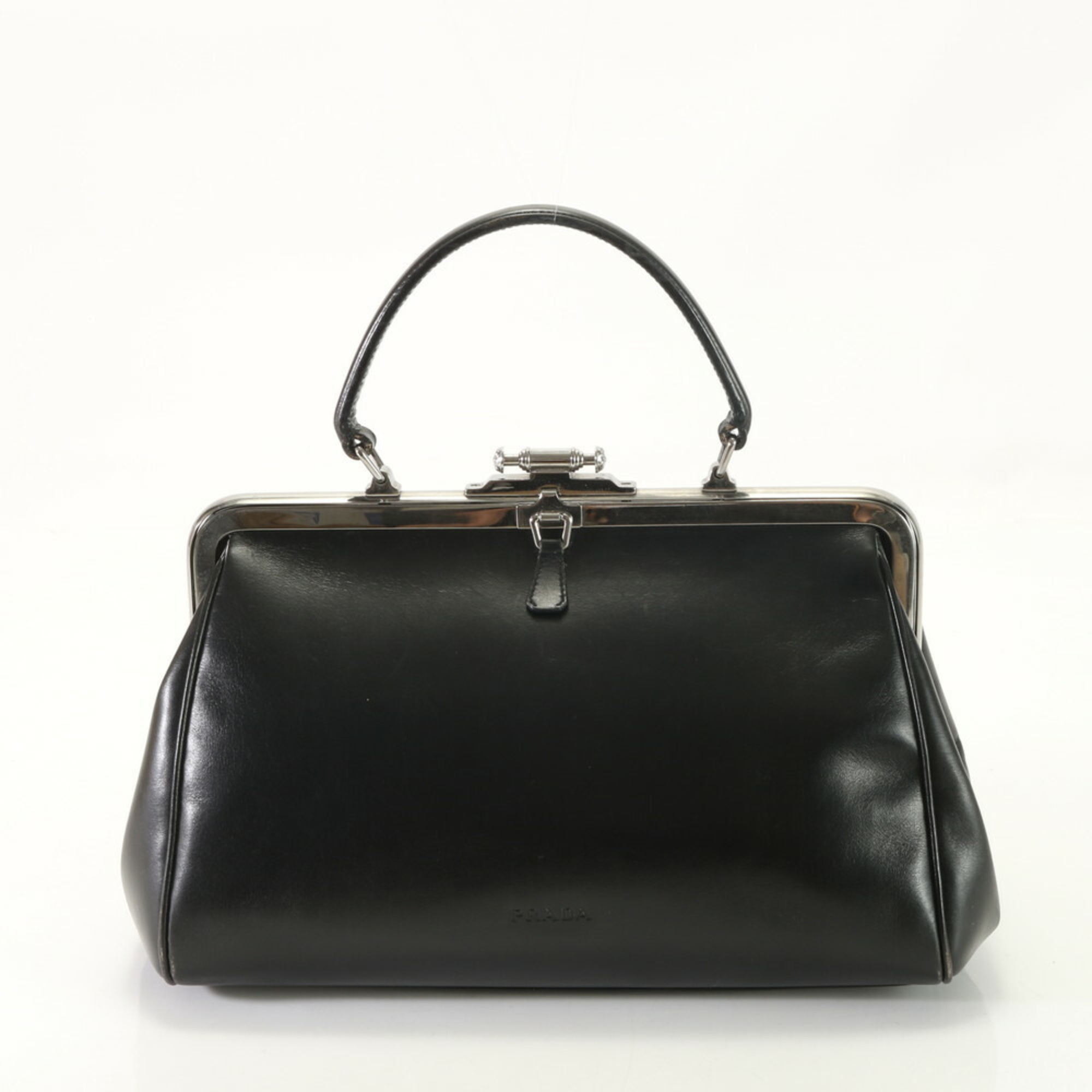 Prada Leather Tote Handbag Black Women's ERM AM11-10