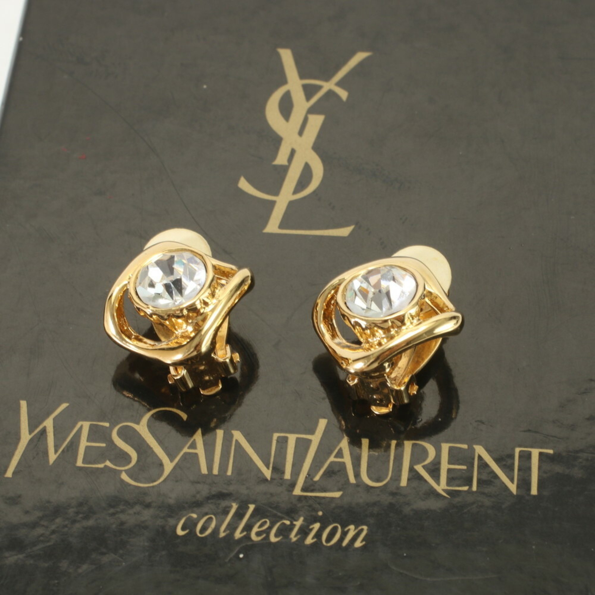 Yves Saint Laurent YSL Bejeweled Earrings Gold Women's EEM 0726-E4