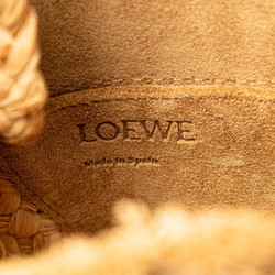 LOEWE Anagram Gate Shoulder Bag Beige Orange Raffia Leather Women's