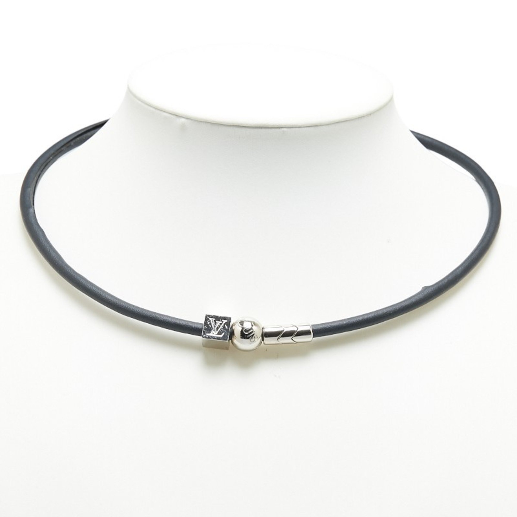 Louis Vuitton Cordage Choker Necklace MP1682 Black Leather Women's LOUIS VUITTON