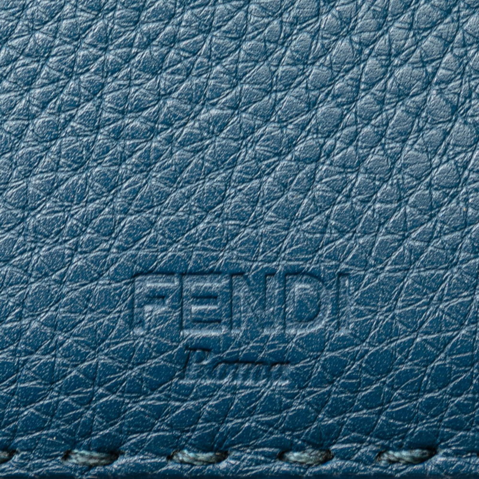 FENDI Peekaboo Selleria Long Wallet Billfold Blue Leather Women's