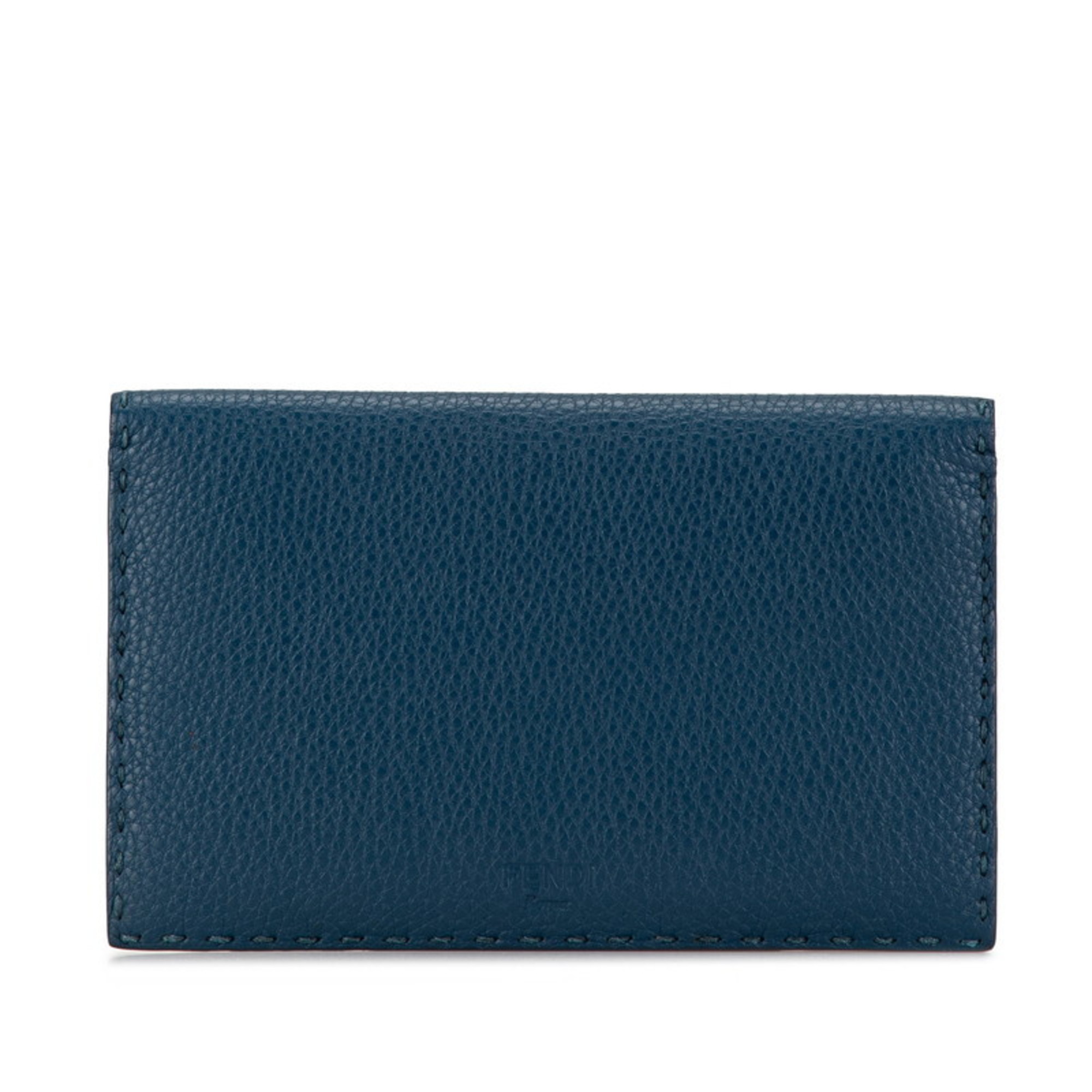 FENDI Peekaboo Selleria Long Wallet Billfold Blue Leather Women's